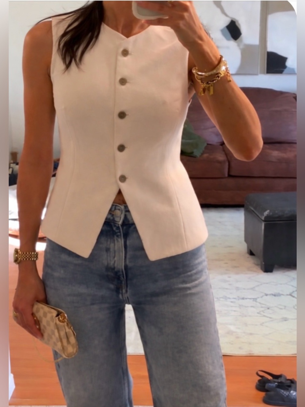 Aritzia Wilfred Regal Vest in Marcona Beige- Crepette